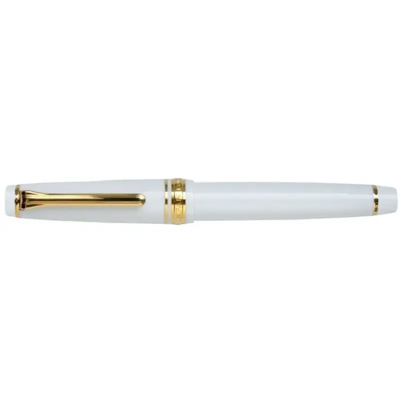 Sailor Professional Gear Slim Fountain Pen (14K Medium) White with Gold Trims