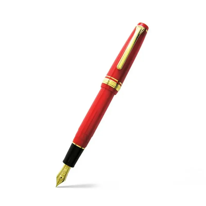 Sailor Professional Gear Slim Fountain Pen (14K Medium) Red with Gold Trims