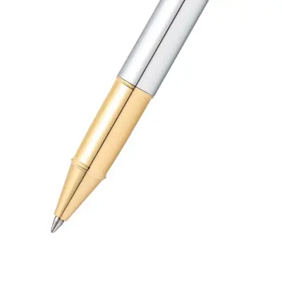 Sheaffer Gift Set 100 9340 Fountain Pen (M) and Rollerball Pen Bright Chrome with Gold Trims - Set of 2 Pens