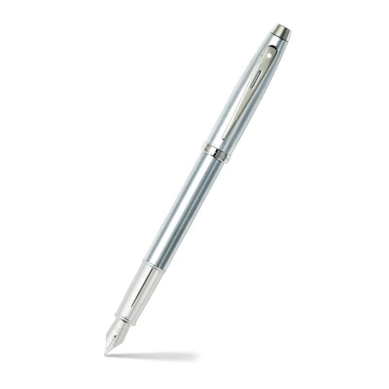 Sheaffer Gift Set 100 9306 Fountain Pen (M) and Rollerball Pen Brushed Chrome with Chrome Trims - Set of 2 Pens