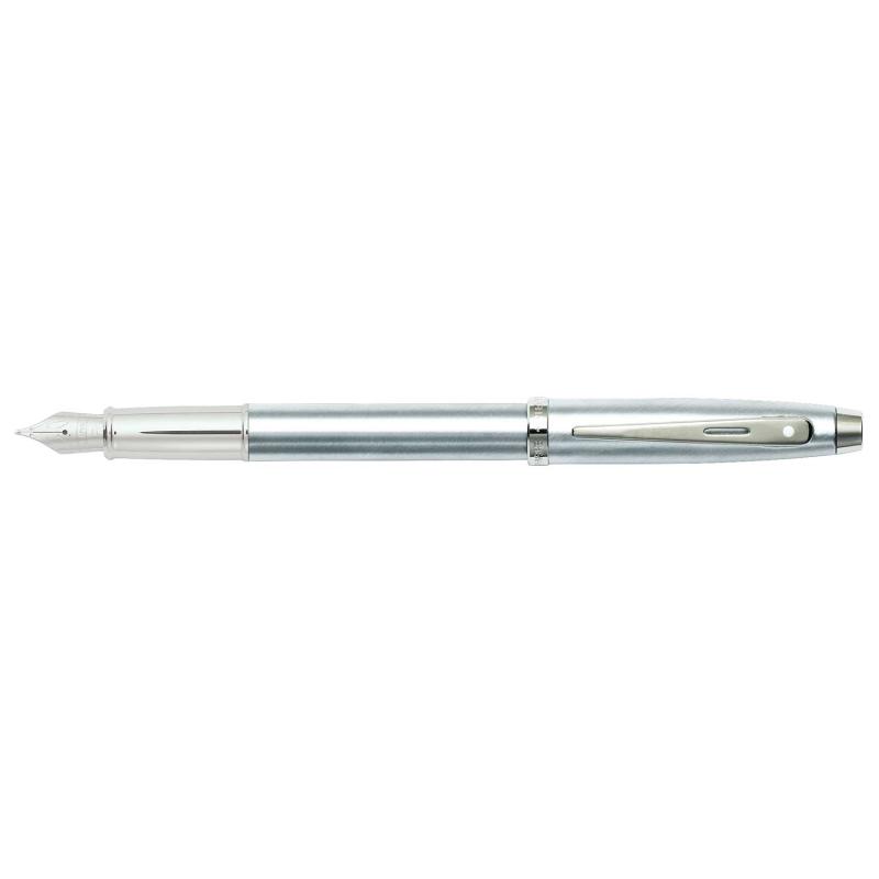 Sheaffer Gift Set 100 9306 Fountain Pen (M) and Rollerball Pen Brushed Chrome with Chrome Trims - Set of 2 Pens