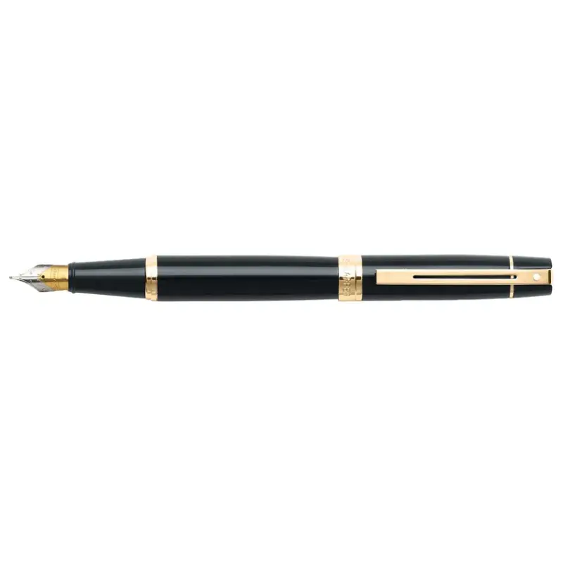 Sheaffer Gift Set 300 9325 Fountain Pen (M) and Rollerball Pen Glossy Black and Gold Trims - Set of 2 Pens