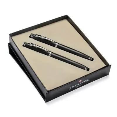 Sheaffer Gift Set 100 9317 Ballpoint Pen and Rollerball Pen Matte Black with Chrome Trims - Set of 2 Pens