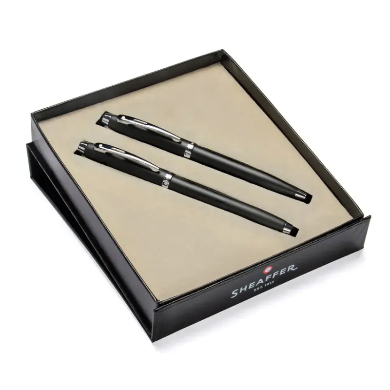 Sheaffer Gift Set 100 9317 Ballpoint Pen and Rollerball Pen Matte Black with Chrome Trims - Set of 2 Pens