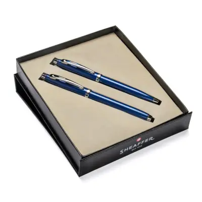 Sheaffer Gift Set 100 9339 Ballpoint Pen and Rollerball Pen Glossy Black with Gold Trims - Set of 2 Pens