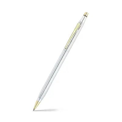 Cross 3302 Classic Century Medalist Ballpoint Pen Chrome With Gold Trims