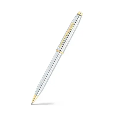 Cross 3302WG Century II Medalist Ballpoint Pen Chrome with Gold Trims