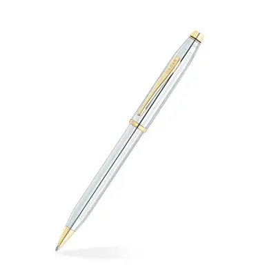 Cross 3302WG Century II Medalist Ballpoint Pen Chrome with Gold Trims