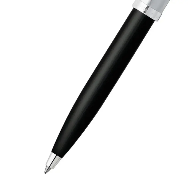 Sheaffer 100 9313 Ballpoint Pen Black And Brushed Chrome With Chrome Plated Trim