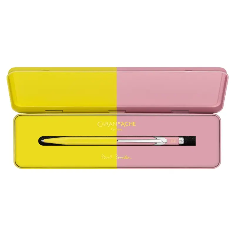 Caran d'Ache 849 Bille Paul Smith Ballpoint Pen - Chartreuse Yellow And Rose Pink