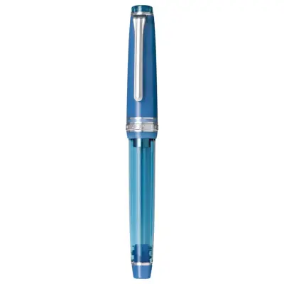Sailor Gift Set Manyo II 'Voilet' Professional Gear Slim Fountain Pen (14K Medium) With Manyo Ink 50 ML - Blue With Rhodium Trims