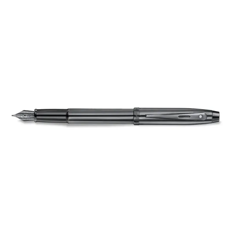 Sheaffer 100 9375 Ionic Gunmetal Grey Fountain Pen with Shiny PVD Trims - Medium