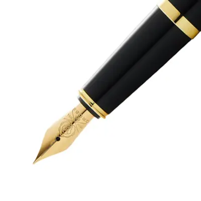 Cross Bailey Light Black Resin Fountain Pen with Gold Trims - Fine