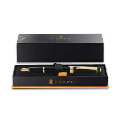Cross Bailey Light Black Resin Fountain Pen with Gold Trims - Fine