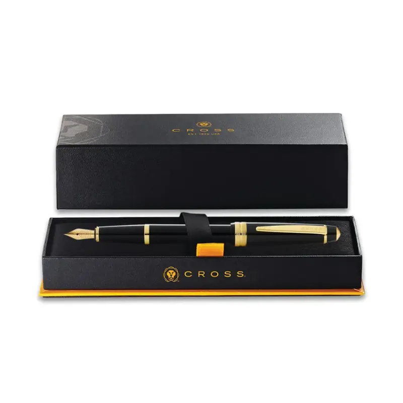 Cross Bailey Light Black Resin Fountain Pen with Gold Trims - Fine