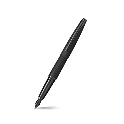 Cross ATX Brushed Black Fountain Pen with Black PVD Trims - Fine