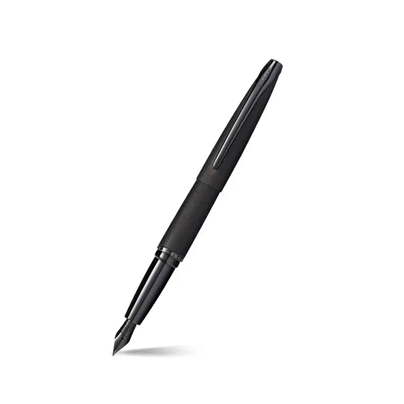 Cross ATX Brushed Black Fountain Pen with Black PVD Trims - Fine