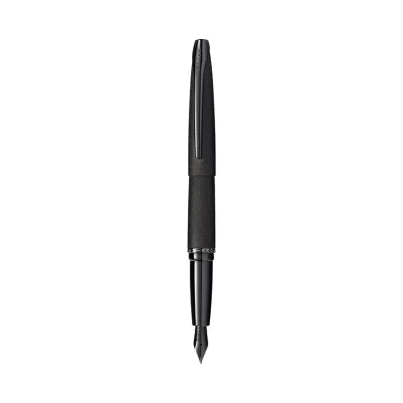 Cross ATX Brushed Black Fountain Pen with Black PVD Trims - Fine