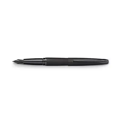 Cross ATX Brushed Black Fountain Pen with Black PVD Trims - Fine
