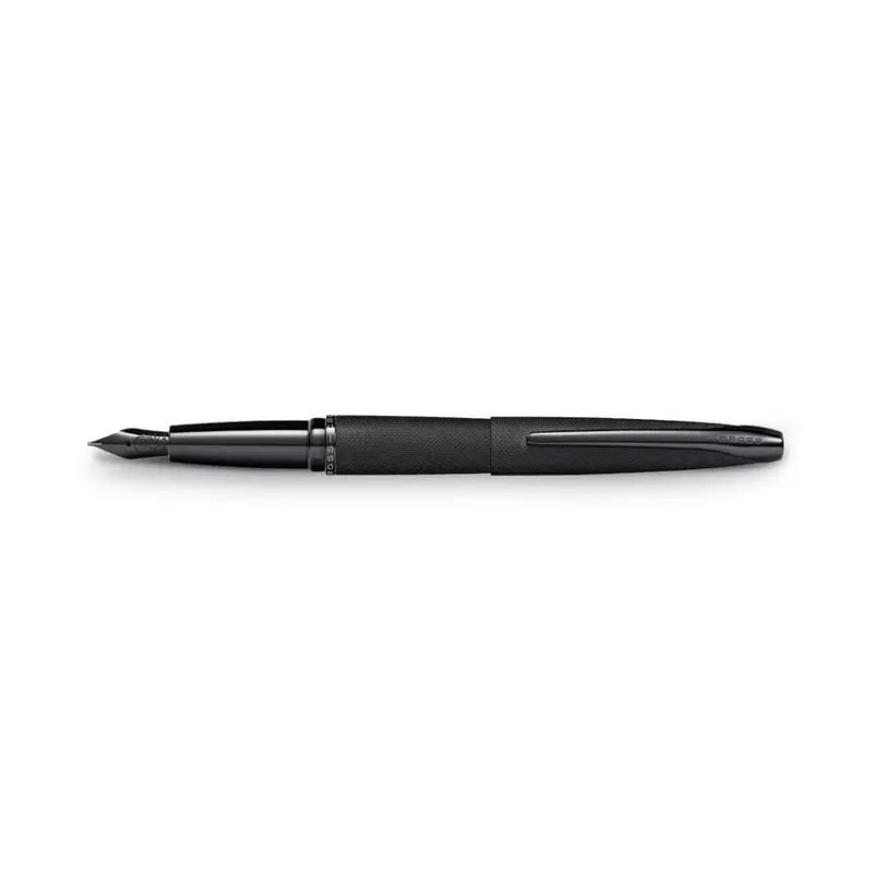 Cross ATX Brushed Black Fountain Pen with Black PVD Trims - Fine