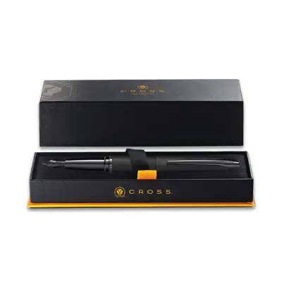Cross ATX Brushed Black Fountain Pen with Black PVD Trims - Fine