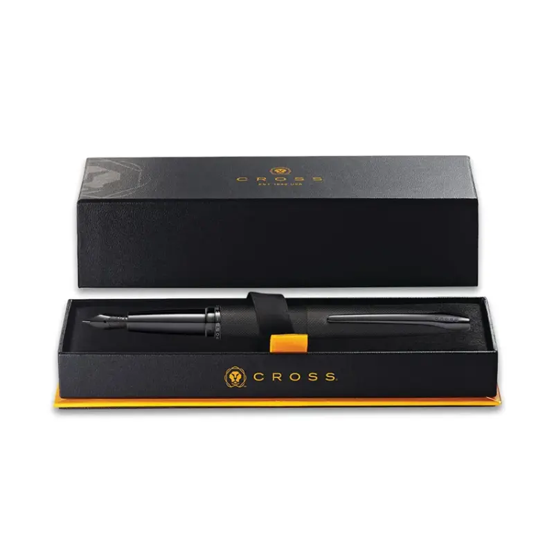 Cross ATX Brushed Black Fountain Pen with Black PVD Trims - Fine