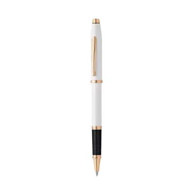 Cross Century II Pearlescent White Lacquer Rollerball Pen with Gold Trims
