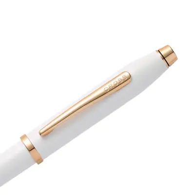 Cross Century II Pearlescent White Lacquer Rollerball Pen with Gold Trims
