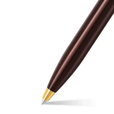 Sheaffer Gift Set Glossy Brown 100 9370 Ballpoint Pen with Rustic Mocha Credit Card Holder