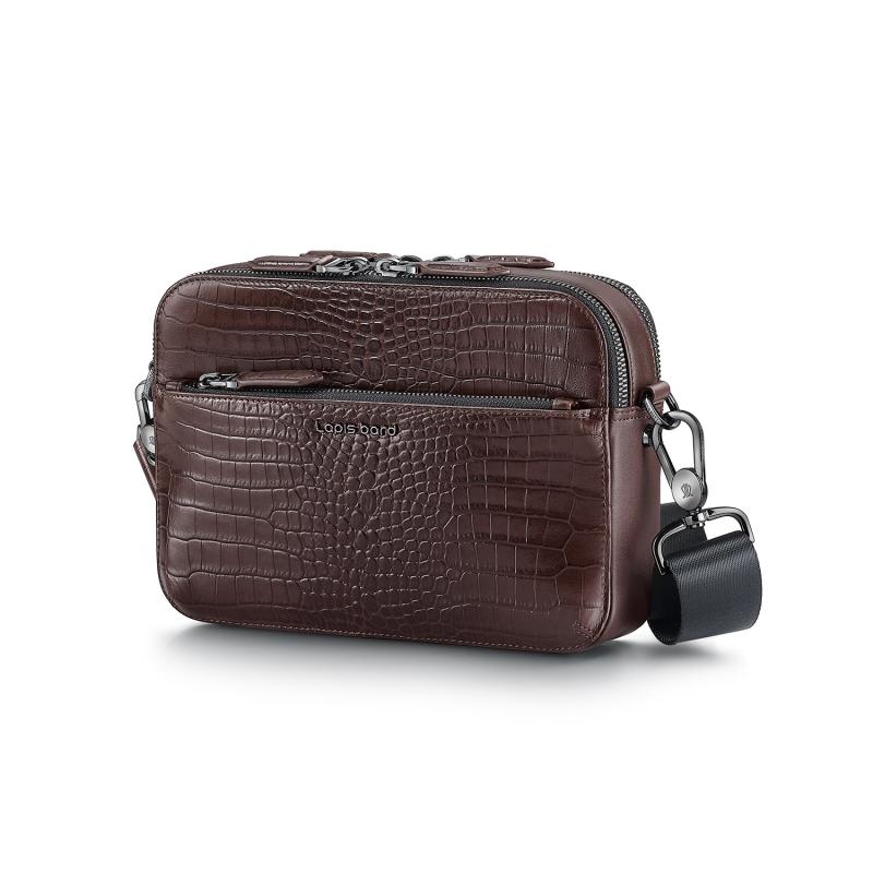 Croc-Textured Crossbody Bag