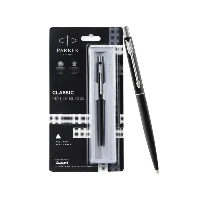 Parker Classic Matte Black Ballpoint Pen With Chrome Trim