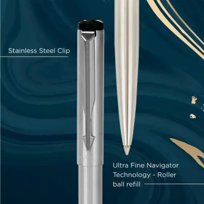 Parker Vector Stainless Steel Ballpoint Pen With Chrome Trim