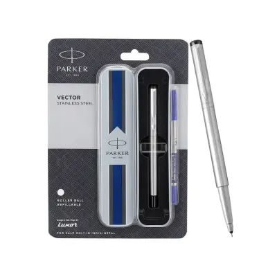 Parker Vector Stainless Steel Rollerball Pen With Chrome Trim