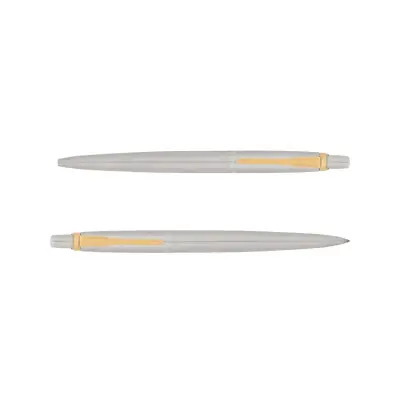 Parker Giftset Jotter Stainless Steel Ballpoint Pen With Gold Trim & Notebook