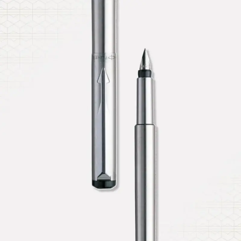 Parker Vector Stainless Steel Fountain Pen With Chrome Trim-Fine