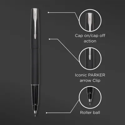 Parker Frontier Black Rollerball Pen With Chrome Trim