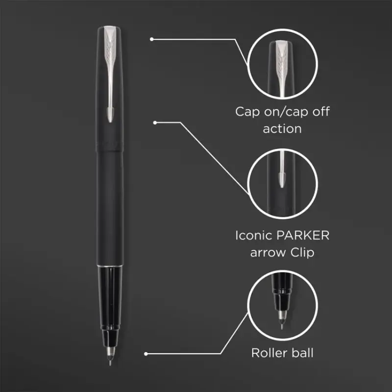 Parker Frontier Black Rollerball Pen With Chrome Trim