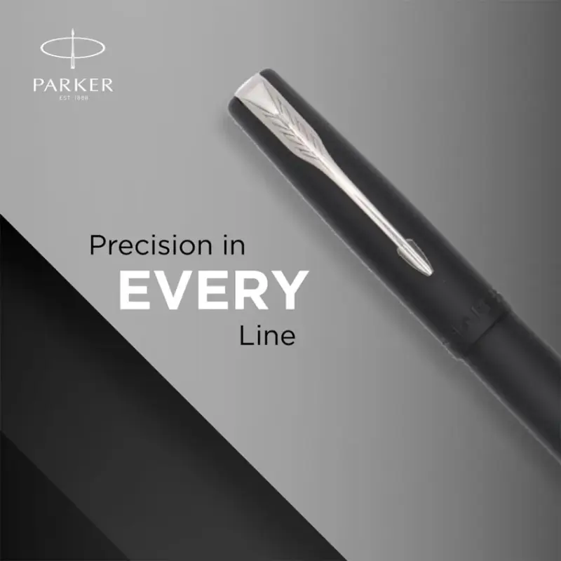 Parker Frontier Black Rollerball Pen With Chrome Trim
