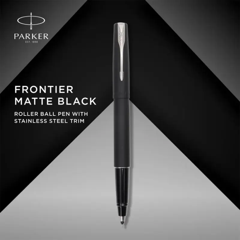 Parker Frontier Black Rollerball Pen With Chrome Trim