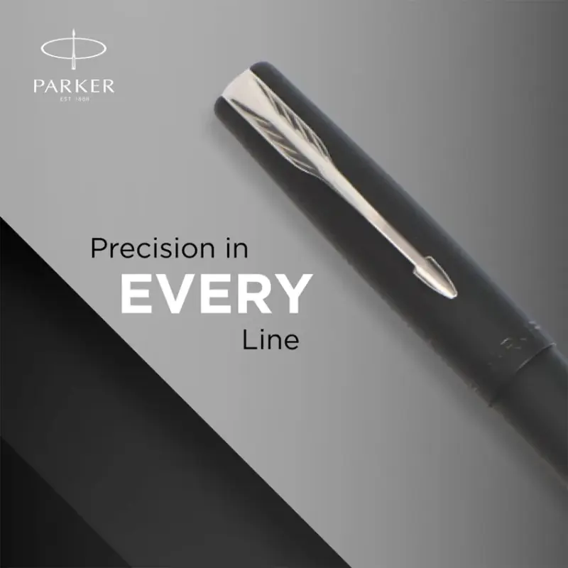 Parker Frontier Matte Black Fountain Pen With Chrome Trim-Fine