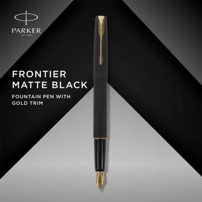 Parker Frontier Matte Black Fountain Pen Gold Trim-Fine