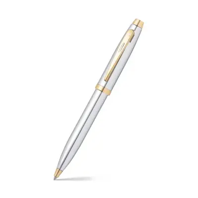 Sheaffer Gift Set 100 9340 Ballpoint Pen with Medium Notebook Bright chrome with Gold Trims