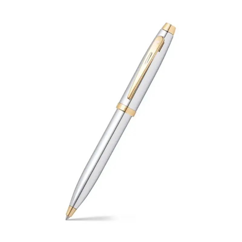 Sheaffer Gift Set 100 9340 Ballpoint Pen with Medium Notebook Bright chrome with Gold Trims