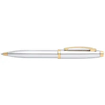 Sheaffer Gift Set 100 9340 Ballpoint Pen with Medium Notebook Bright chrome with Gold Trims