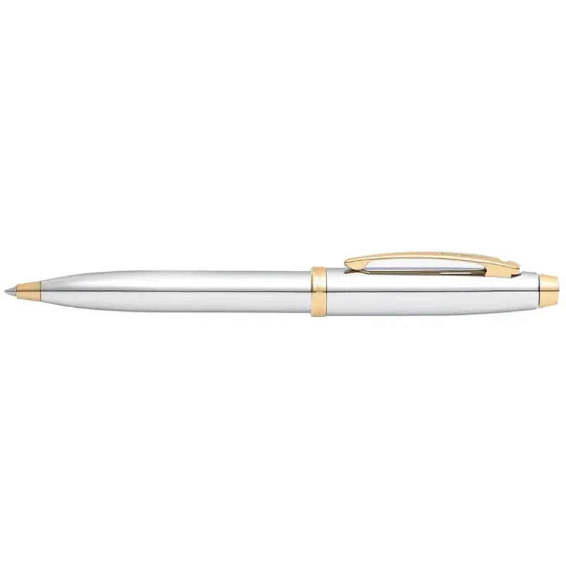 Sheaffer Gift Set 100 9340 Ballpoint Pen with Medium Notebook Bright chrome with Gold Trims