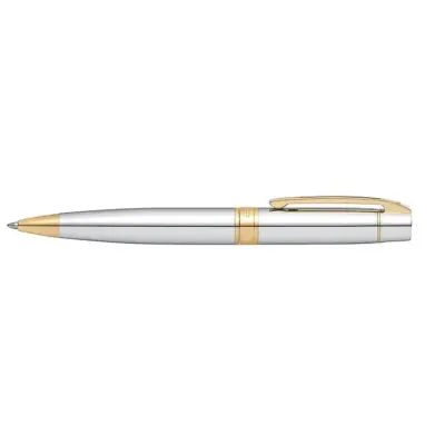 Sheaffer Gift Set 300 9342 Ballpoint Pen with Medium Notebook Bright Chrome with Gold Trims