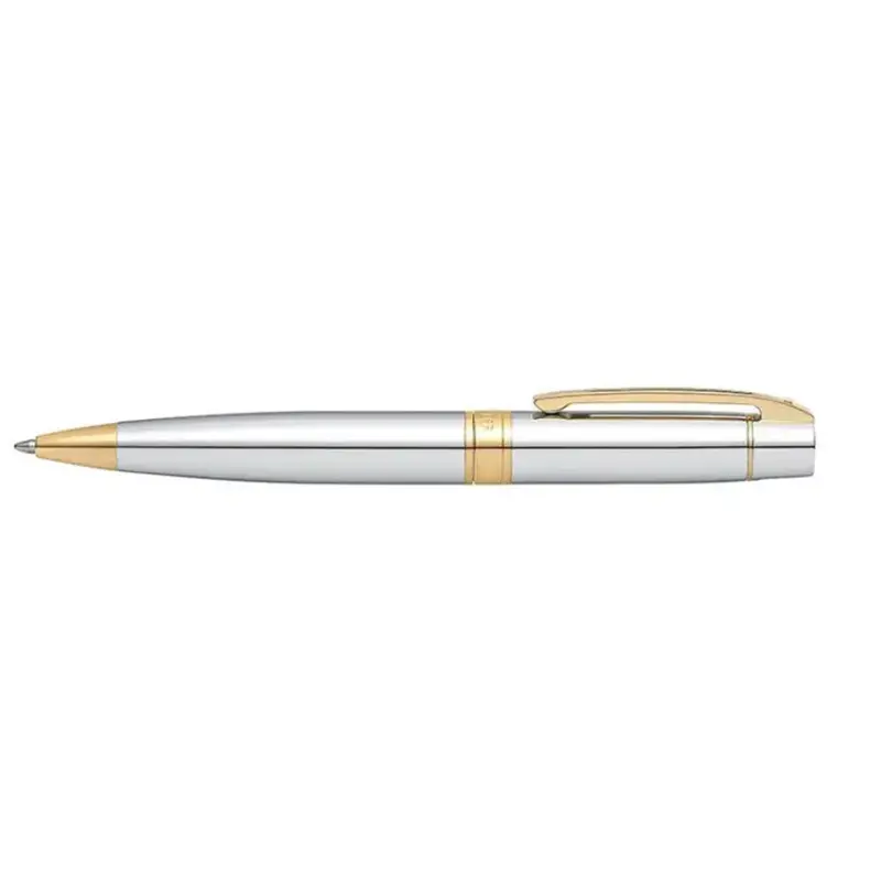 Sheaffer Gift Set 300 9342 Ballpoint Pen with Medium Notebook Bright Chrome with Gold Trims