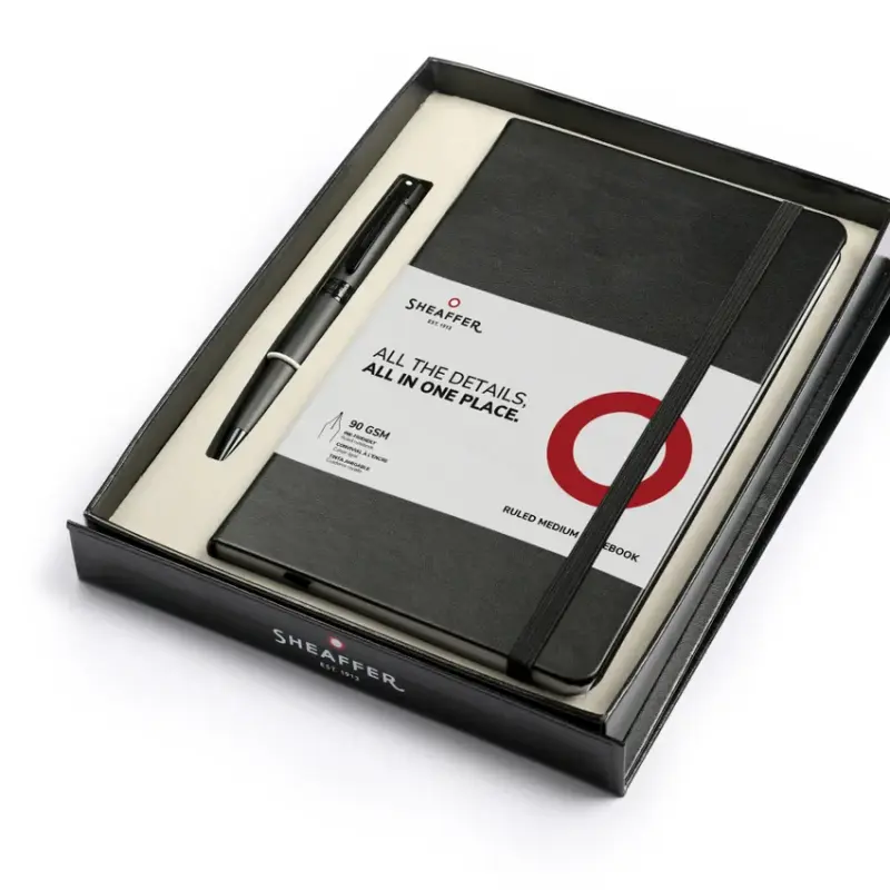 Sheaffer Gift Set 300 9343 Ballpoint Pen with Medium Notebook Matte Black with Polished Black Trims