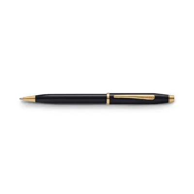 Cross Century II Black Lacquer Ballpoint Pen with 23K Gold Plated Trims