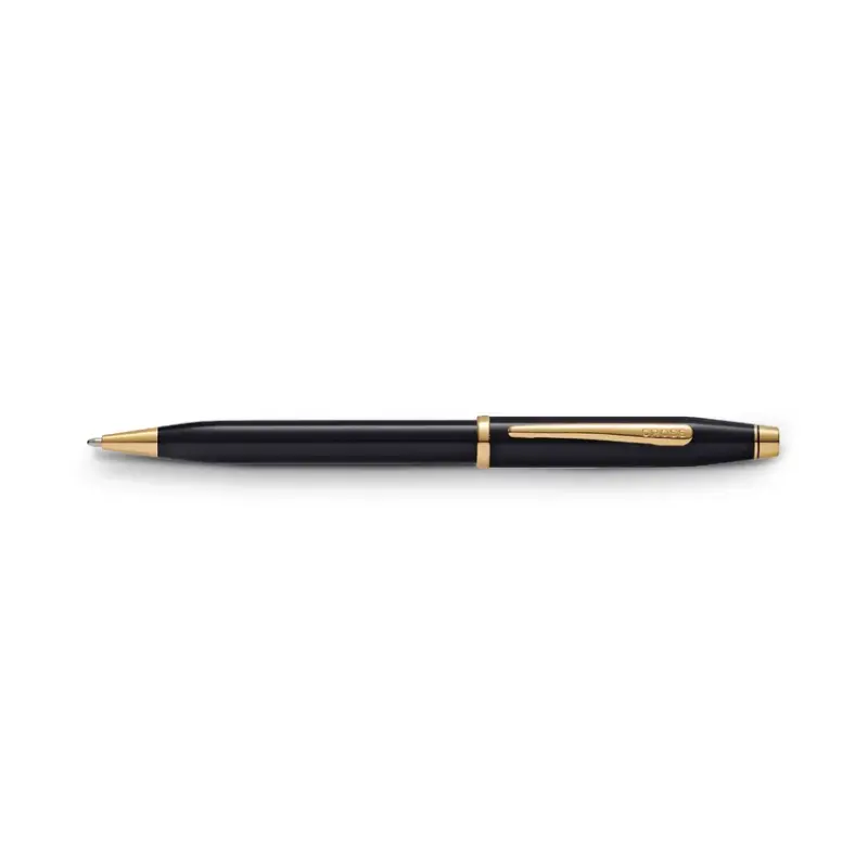 Cross Century II Black Lacquer Ballpoint Pen with 23K Gold Plated Trims